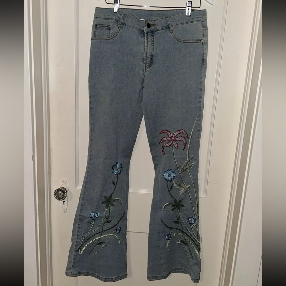 Virtual Runway Connection Jeans Women Bootcut Embroidered Hippie Boho Western 29